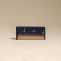 Blue - handcrafted ikat fabric jute clutch / wallet