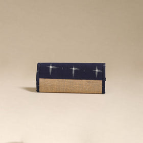 Blue - handcrafted ikat fabric jute clutch / wallet