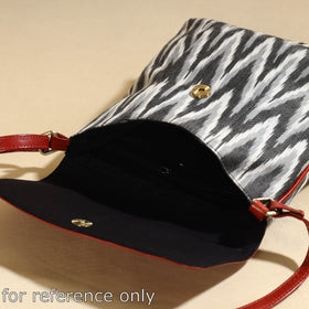 Buy Handcrafted Ikat Fabric Sling Bag with Embossed Leather Flap Online at iTokri.com