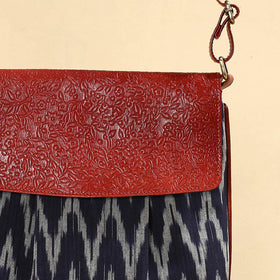 Buy Handcrafted Ikat Fabric Sling Bag with Embossed Leather Flap Online at iTokri.com