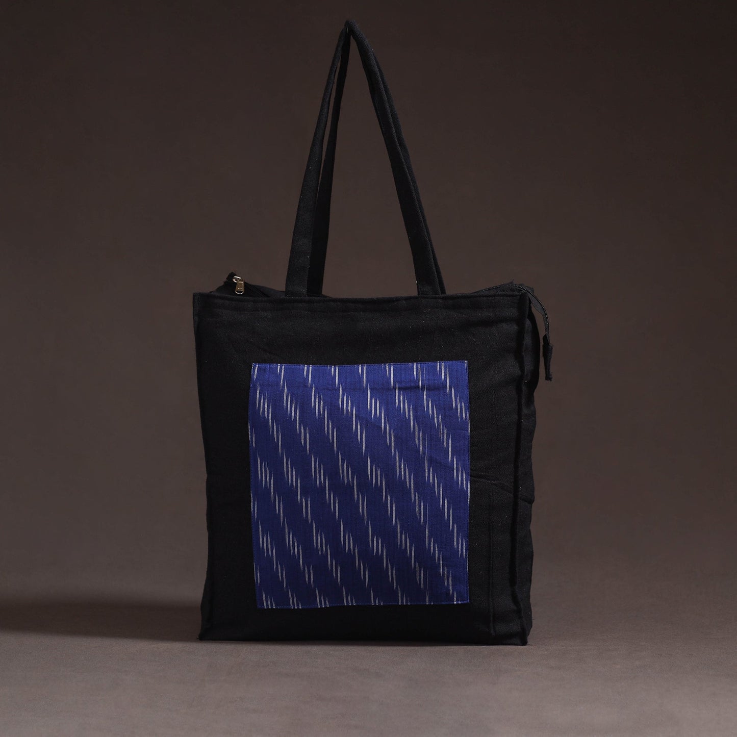 Blue - handcrafted ikat patch canvas cotton shoulder bag 04