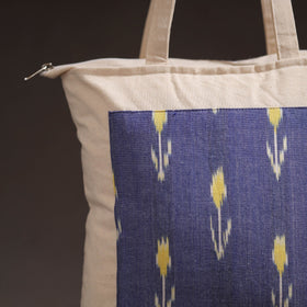 Blue - handcrafted ikat patch canvas cotton shoulder bag 18