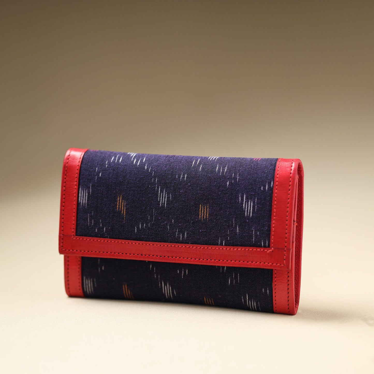 Blue Handcrafted Ikat Weave Leather Wallet