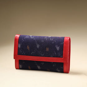 Blue Handcrafted Ikat Weave Leather Wallet