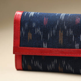Blue - Handcrafted Ikat Weave Leather Wallet