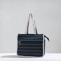 Blue Handcrafted Jacquard Cotton Hand Bag 08