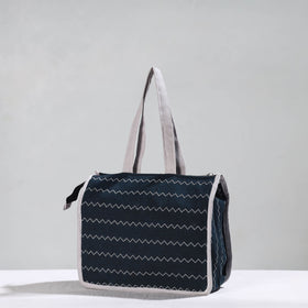 Blue Handcrafted Jacquard Cotton Hand Bag 08