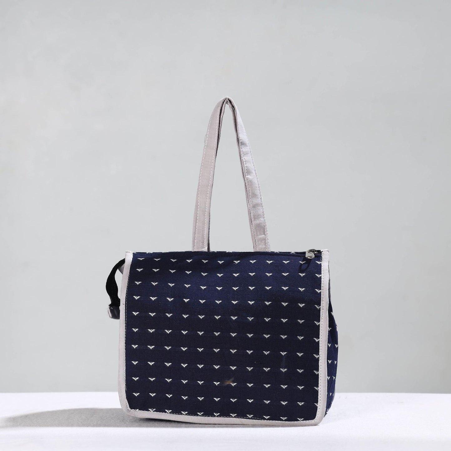 Blue Handcrafted Jacquard Cotton Hand Bag 12