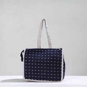 Blue Handcrafted Jacquard Cotton Hand Bag 12