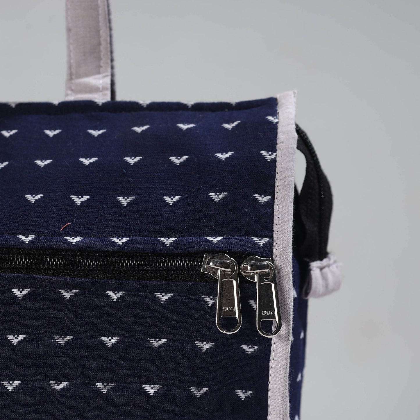 Blue Handcrafted Jacquard Cotton Hand Bag 12