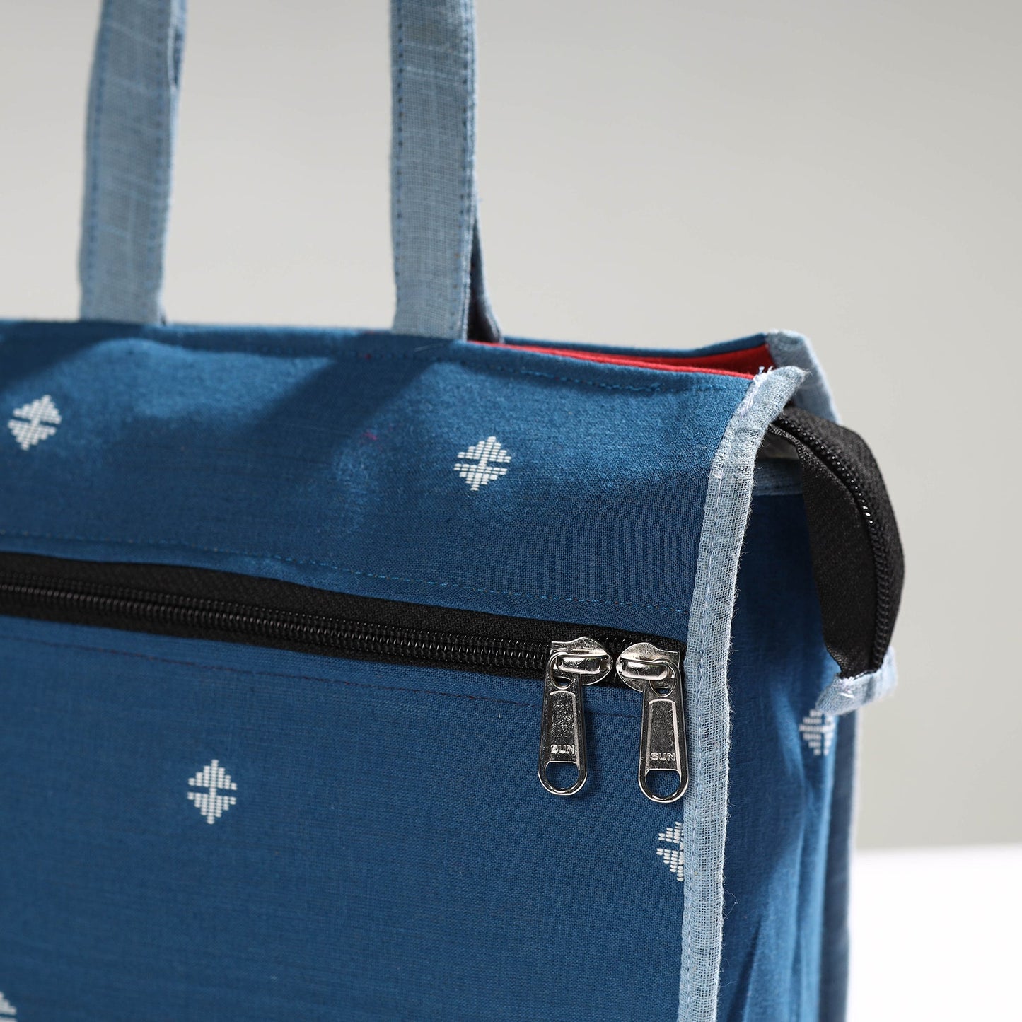 Blue Handcrafted Jacquard Cotton Hand Bag