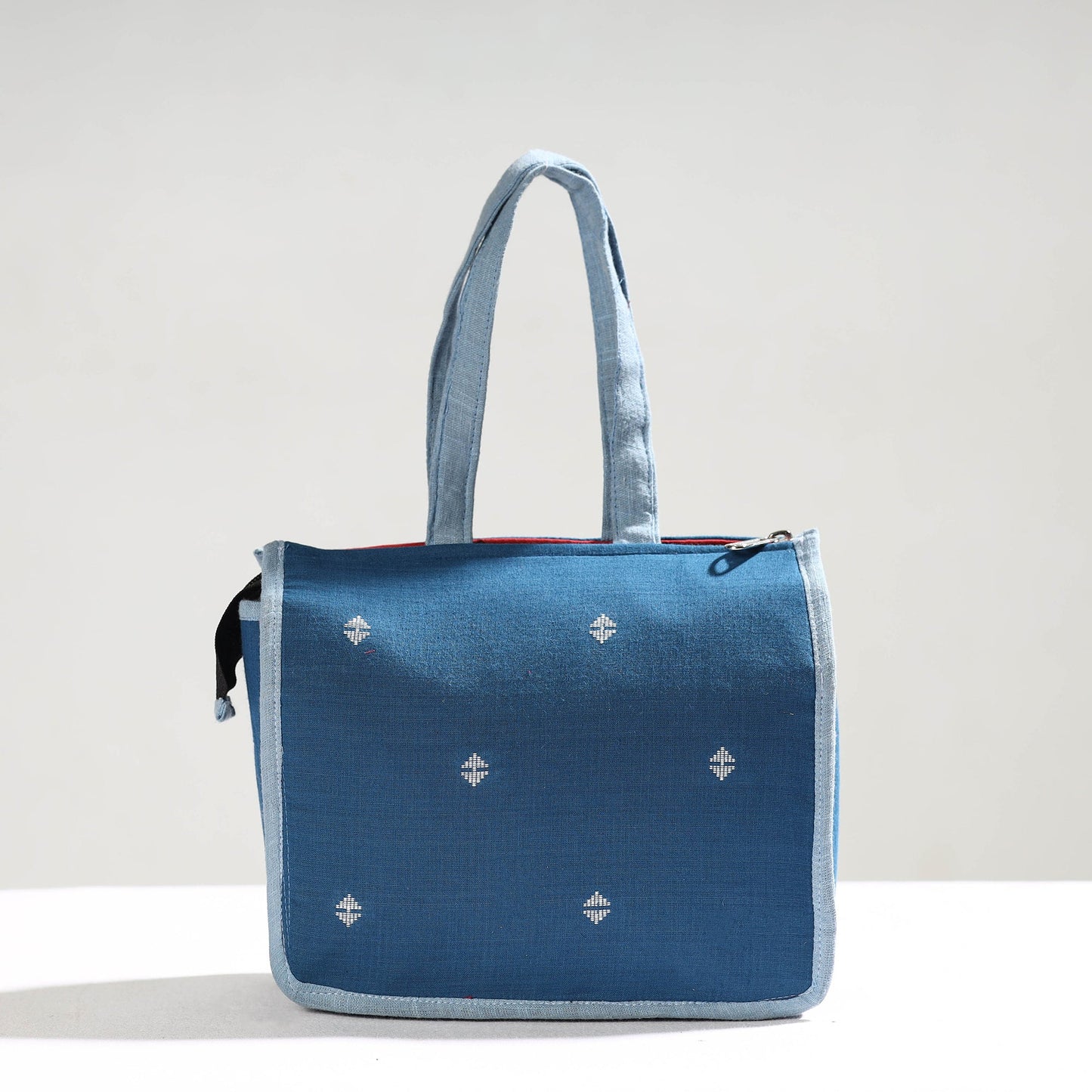 Blue Handcrafted Jacquard Cotton Hand Bag
