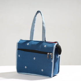 Blue Handcrafted Jacquard Cotton Hand Bag