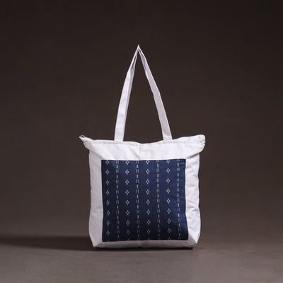 Blue - handcrafted jacquard patch canvas cotton shoulder