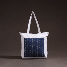 Blue - handcrafted jacquard patch canvas cotton shoulder