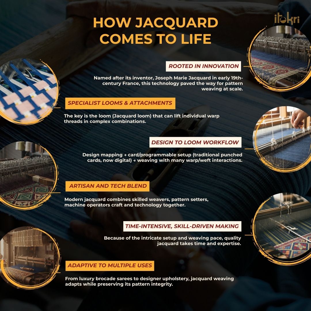 Blue - handcrafted jacquard table mat with pocket 07