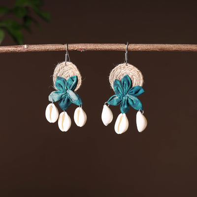 Buy Handcrafted Jute Phool Kali Shell Earrings
