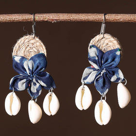Blue - handcrafted jute phool kali shell earrings 41