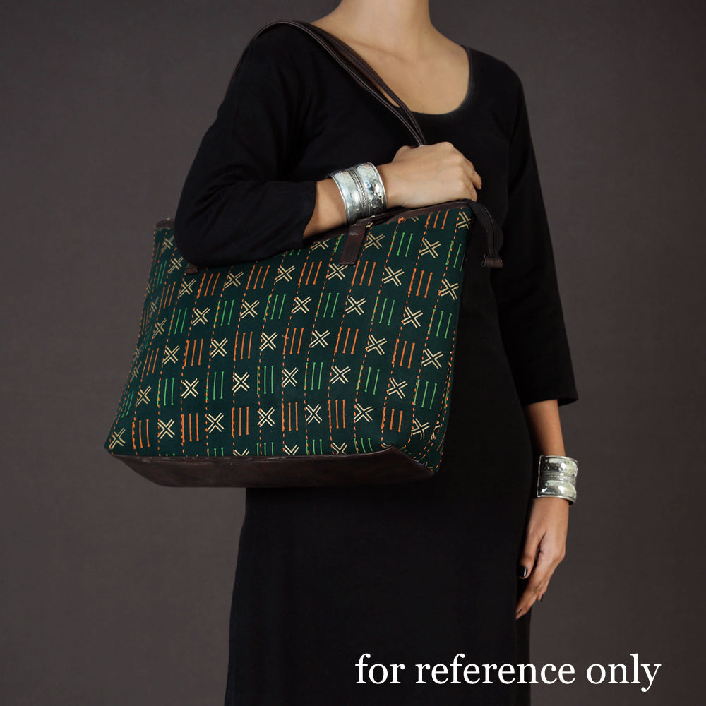  Handcrafted Kantha Embroidered Printed Cotton Shoulder Bag 