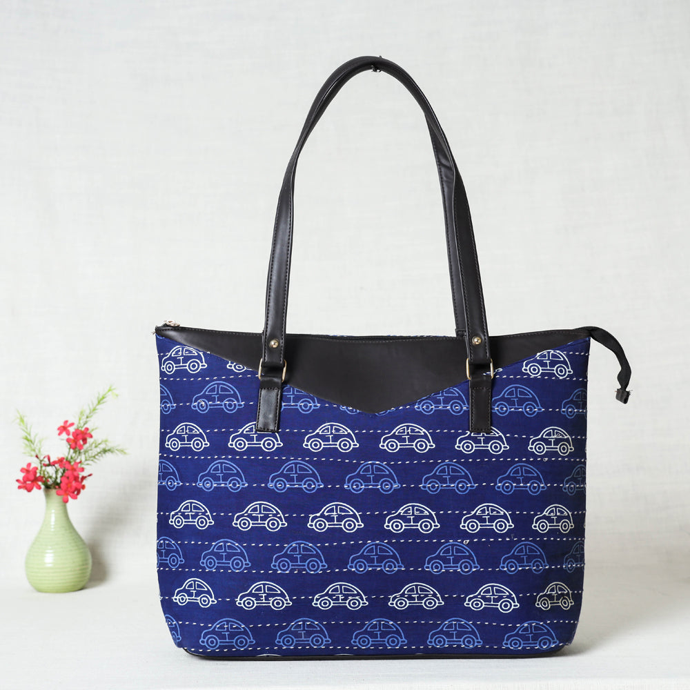  Handcrafted Kantha Embroidered Printed Cotton Shoulder Bag 