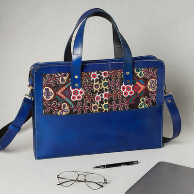  Handcrafted Kutch Embroidery Leather Laptop Bag 