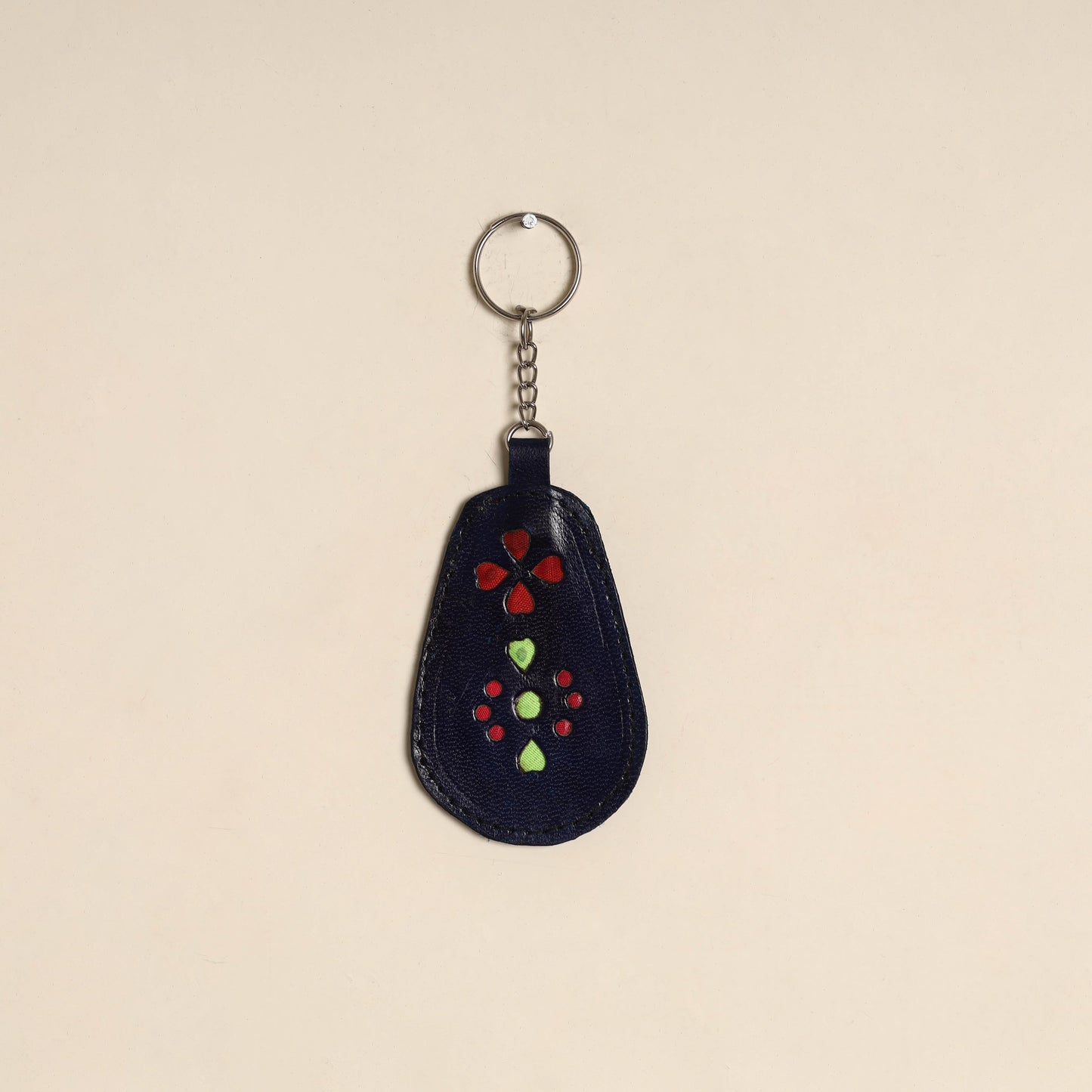 Blue - handcrafted kutch leather keychain 05