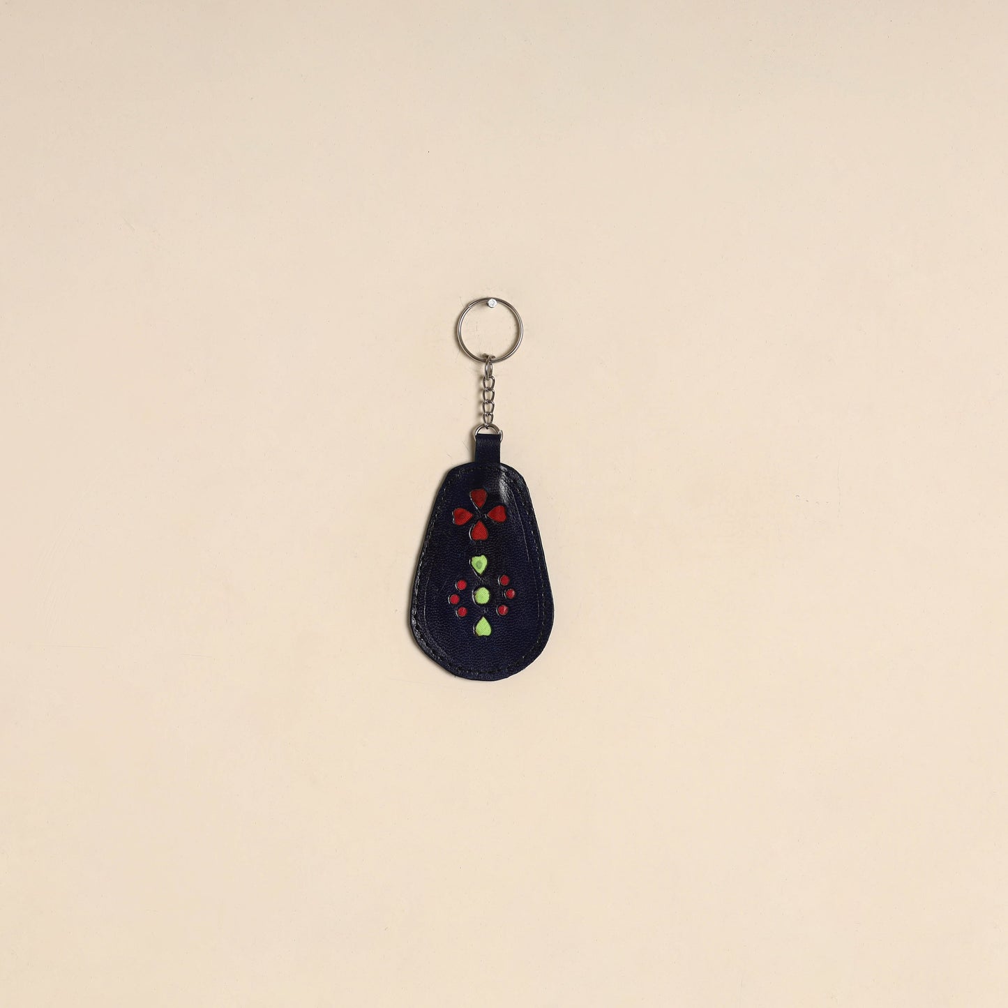 Blue - handcrafted kutch leather keychain 05