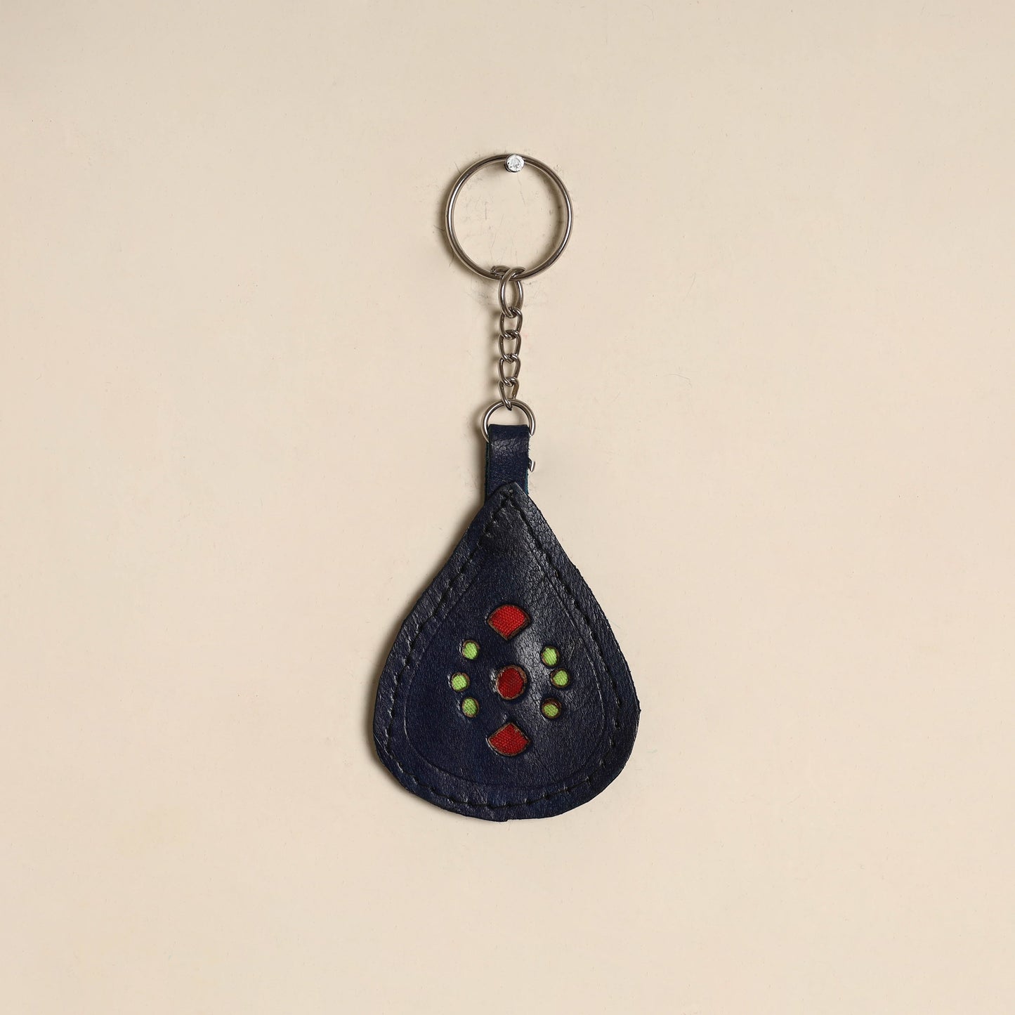 Blue - handcrafted kutch leather keychain 12