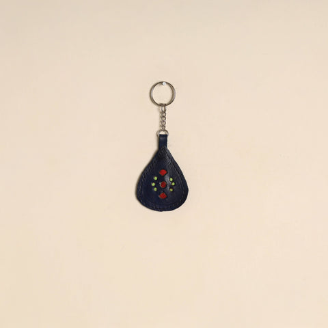 Blue - handcrafted kutch leather keychain 12