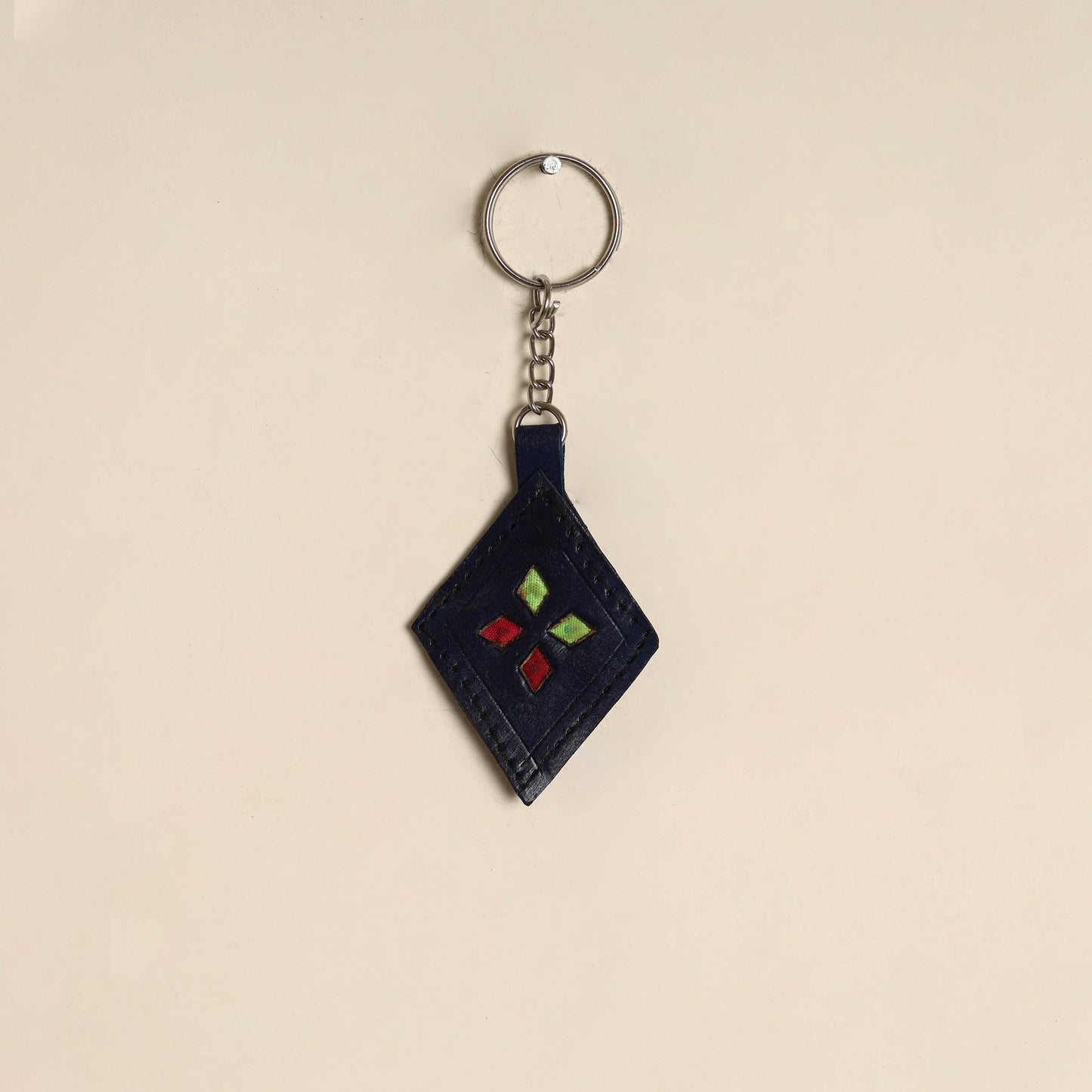 Blue - handcrafted kutch leather keychain 14