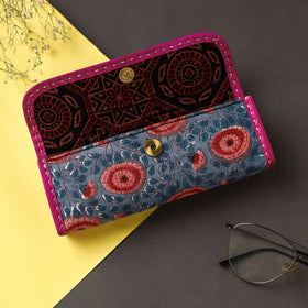 Blue Handcrafted Kutch Leather Block Printed Spectacle Case