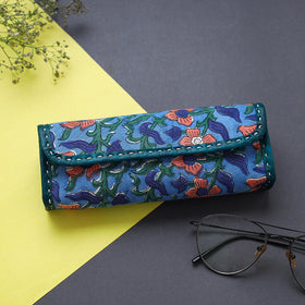 Blue Handcrafted Leather Sanganeri Block Printed Spectacle Case