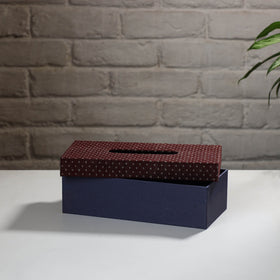  Blue Handcrafted Mashru Silk Fabric Tissue Box 