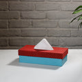  Blue Handcrafted Mashru Silk Fabric Tissue Box 