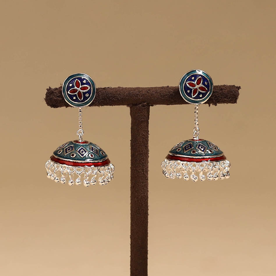 Handcrafted paka meenakari jhumki earrings 189
