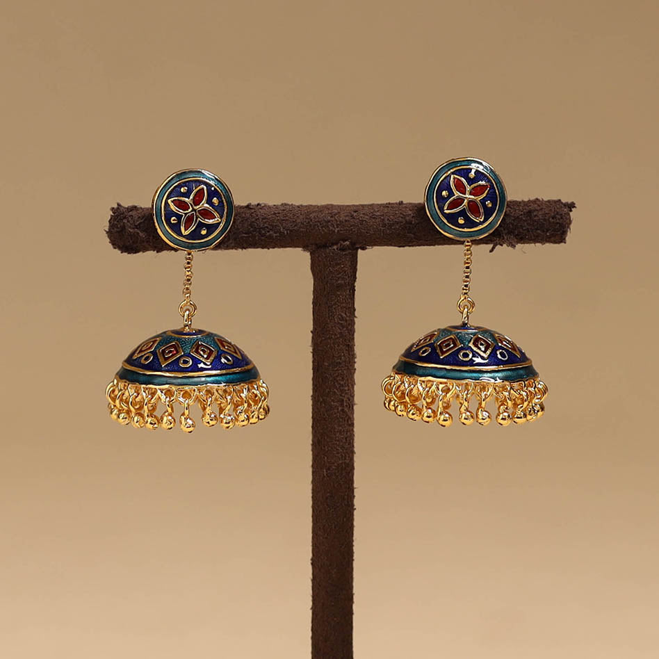 Handcrafted paka meenakari jhumki earrings 198