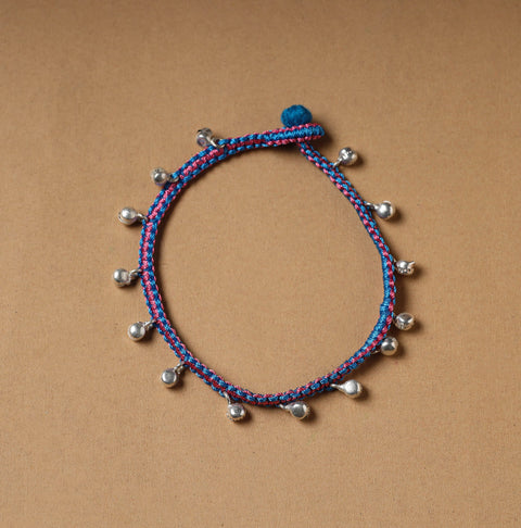 Blue - handcrafted patwa thread & ghungroo work anklet 80