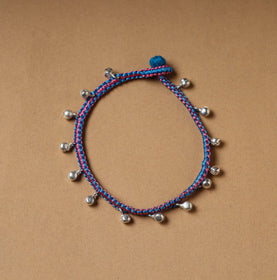 Blue - handcrafted patwa thread & ghungroo work anklet 80