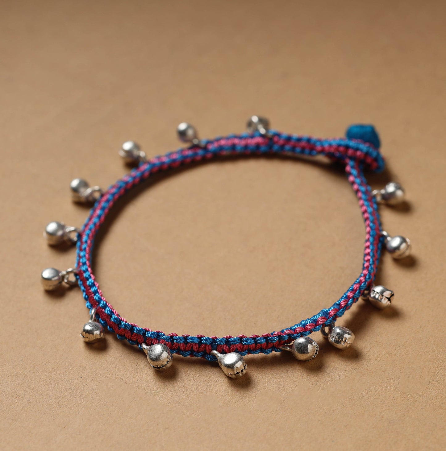 Blue - handcrafted patwa thread & ghungroo work anklet 80