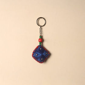 Blue Handcrafted Phulkari Embroidered Keychain