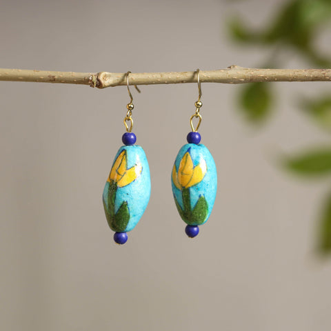  Handcrafted Blue Pottery Ceramic Earrings 04 
