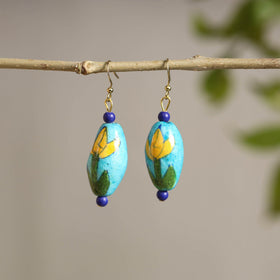  Handcrafted Blue Pottery Ceramic Earrings 04 