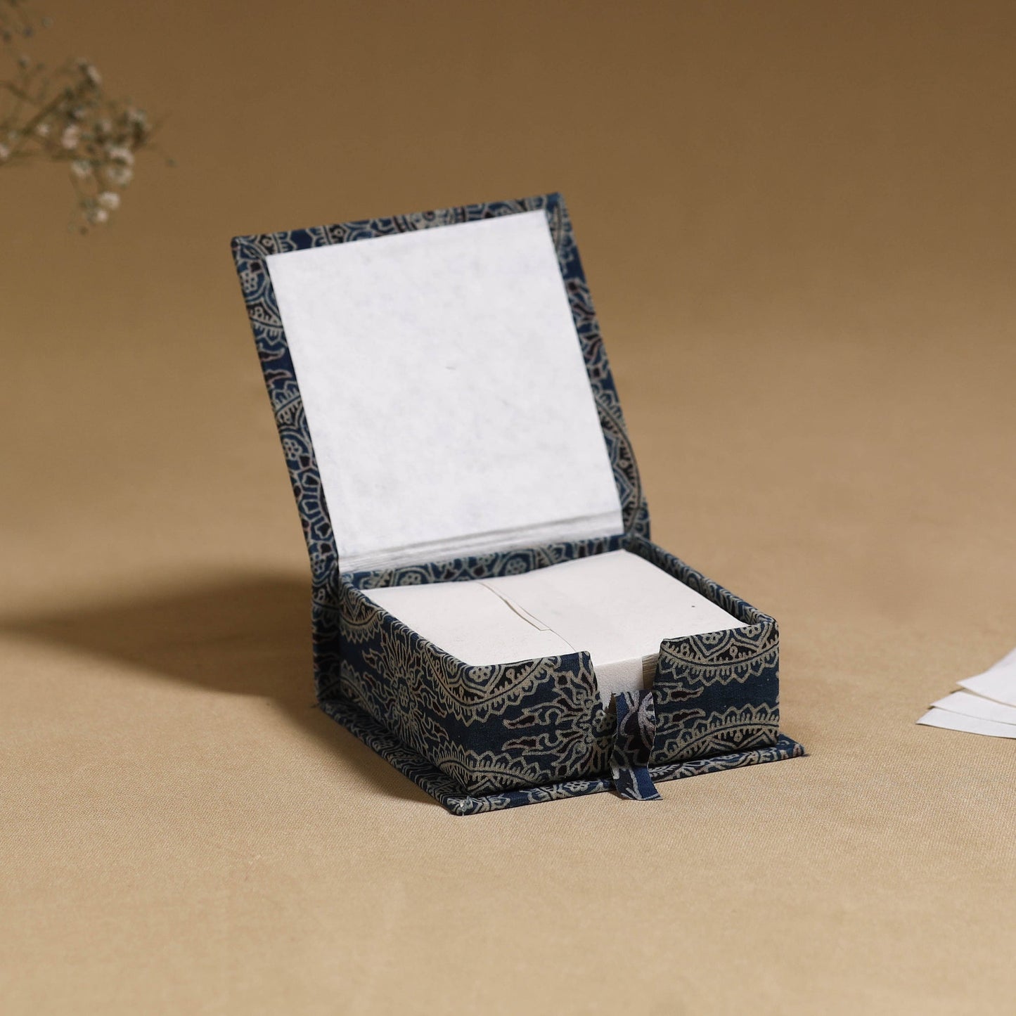 Blue - handcrafted printed card holder with slips 04