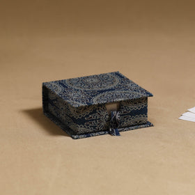 Blue - handcrafted printed card holder with slips 04