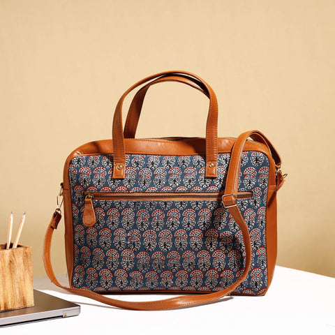  Handcrafted Ajrakh Block Printed Cotton Laptop Bag 