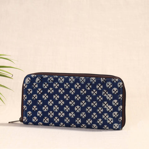 Blue Handcrafted Block Printed Fabric Clutch Wallet