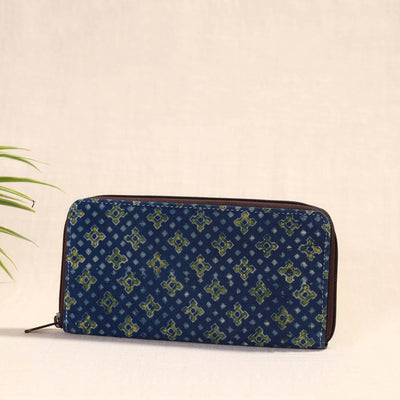 Blue Handcrafted Block Printed Fabric Clutch Wallet