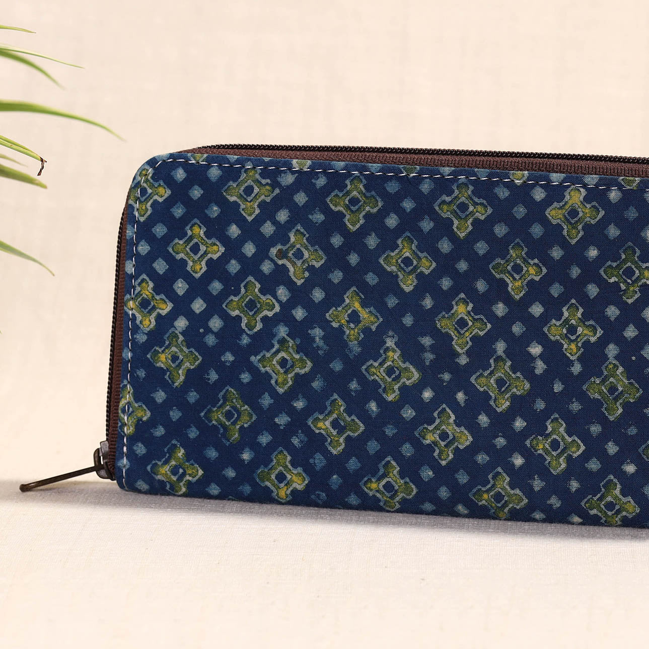 Blue Handcrafted Block Printed Fabric Clutch Wallet