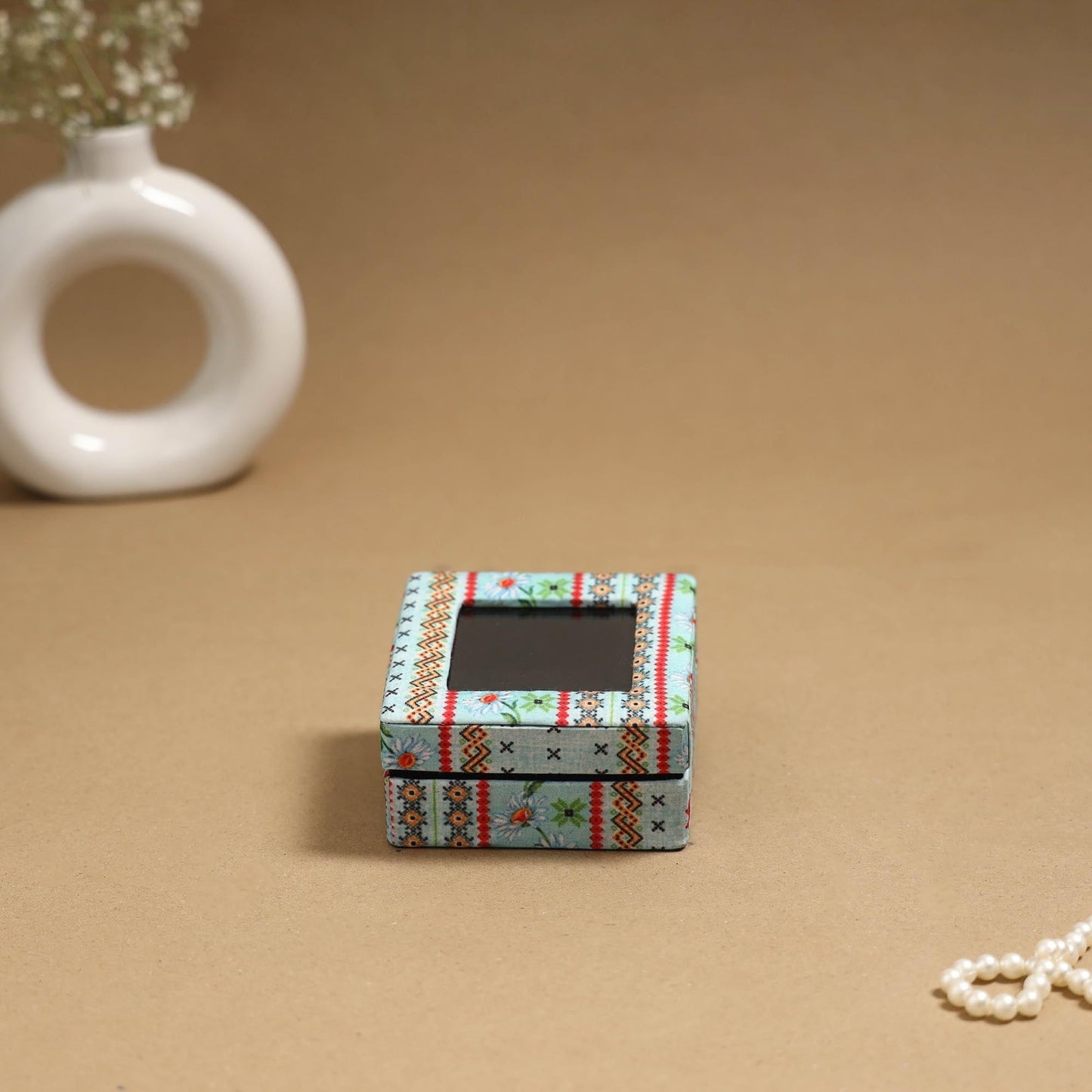 Handcrafted printed fabric ring/earring box 53