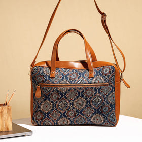  Handcrafted Ajrakh Block Printed Modal Silk Laptop Bag 